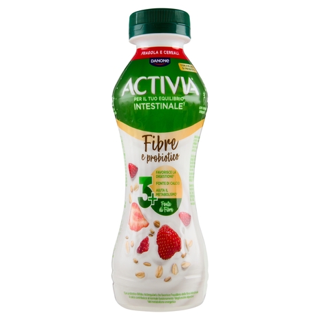 ACTIVIA da Bere, Fibre e probiotico, Fragola, Fonte di Calcio, aiuta metabolismo e digestione,270g